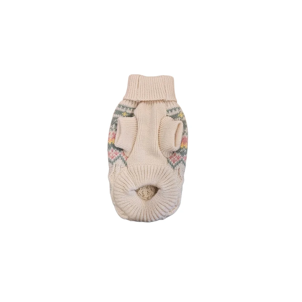 NWT - Cream and Multicolor Knit Pet Sweater - Size XS